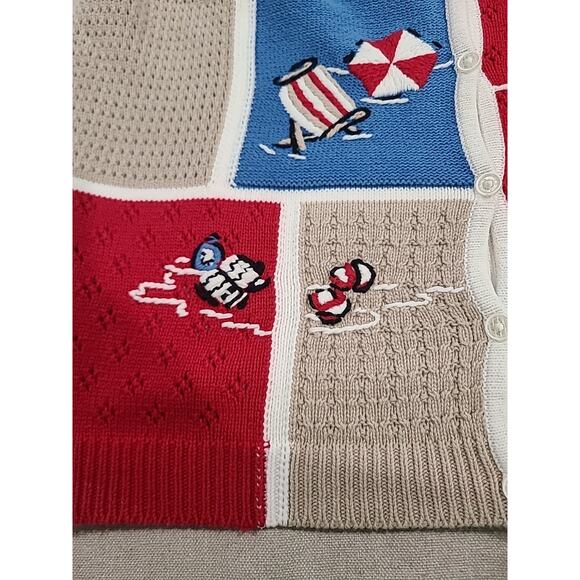 Koret Coastal Grandma Short Sleeve Sweater Patriotic Embroidered Beach Size L - Picture 10 of 12